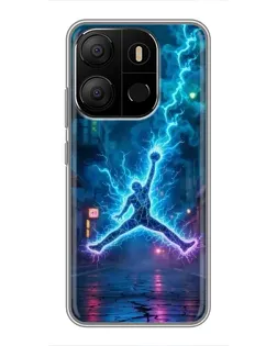 Чехол для TECNO Pop 7 Pro с картинкой «Jordan Gold Jumpman»