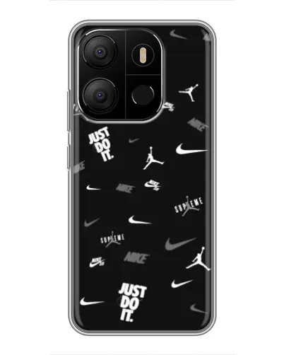Чехол для TECNO Pop 7 Pro с картинкой «Nike Black Pattern»