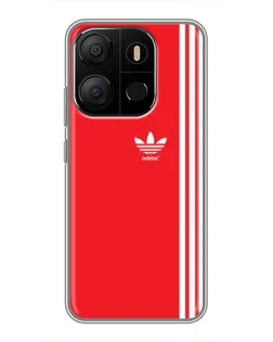 Чехол для TECNO Pop 7 Pro с картинкой «Красный минимализм Adidas»