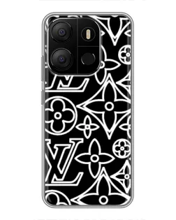 Чехол для TECNO Pop 7 Pro с картинкой «Черно-белый узор LV»