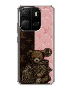 Чехол для TECNO Pop 7 Pro с картинкой «Мишка в стиле LV»