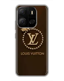 Чехол для TECNO Pop 7 Pro с картинкой «LV — золотая печать»