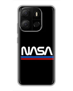 Чехол для TECNO Pop 7 Pro с картинкой «NASA — классика Red Blue»