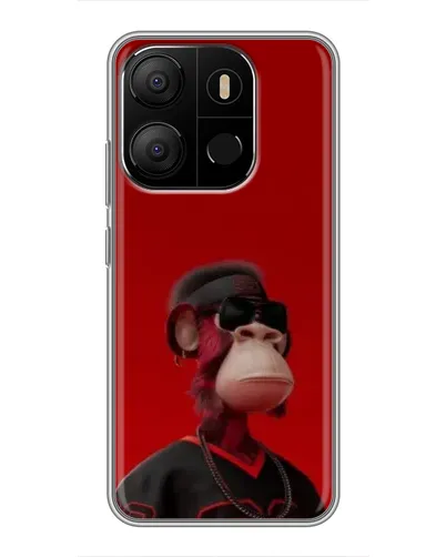 Чехол для TECNO Pop 7 Pro с картинкой «Bored Ape в красном»