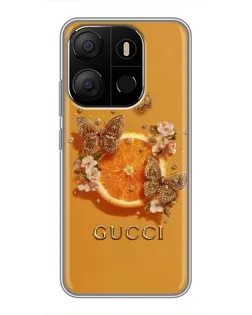 Чехол для TECNO Pop 7 Pro с картинкой «Gucci — золотые бабочки» Чехол для TECNO Pop 7 Pro с картинкой «Gucci — золотые бабочки»