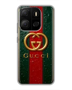 Чехол для TECNO Pop 7 Pro с картинкой «Gucci — фирменная полоса и золото» Чехол для TECNO Pop 7 Pro с картинкой «Gucci — фирменная полоса и золото»