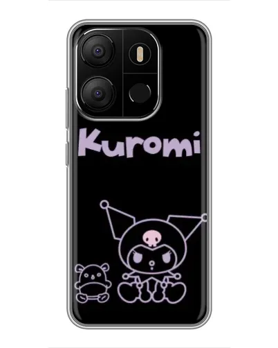 Чехол для TECNO Pop 7 Pro с картинкой «Kuromi — черный минимализм»