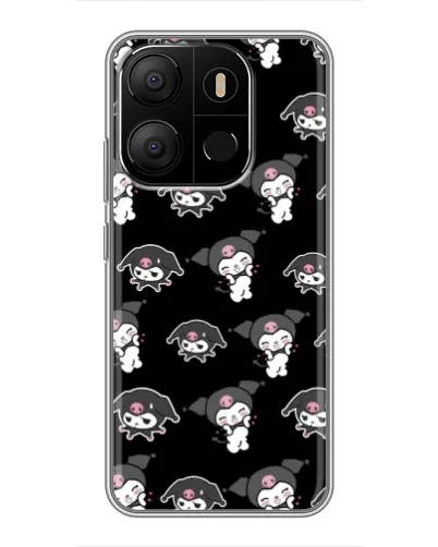 Чехол для TECNO Pop 7 Pro с картинкой «Черный паттерн Kuromi»