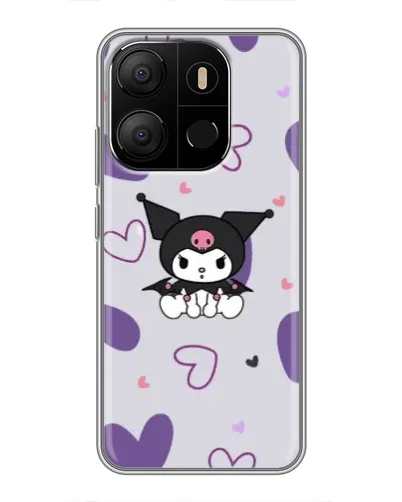 Чехол для TECNO Pop 7 Pro с картинкой «Kuromi и лавандовые сердца»