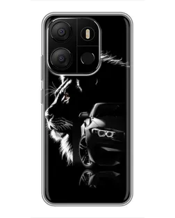 Чохол для TECNO Pop 7 Pro з картинкою «BMW та лев»