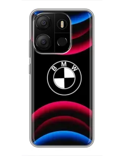 Чохол для TECNO Pop 7 Pro з картинкою «Логотип BMW та неонові дуги»