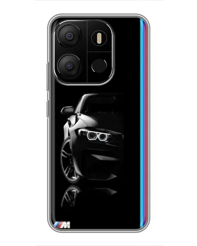 Чехол для TECNO Pop 7 Pro с картинкой «Силуэт BMW в темноте»