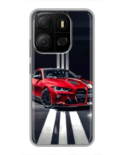 Чехол для TECNO Pop 7 Pro с картинкой «Красная BMW на дороге»