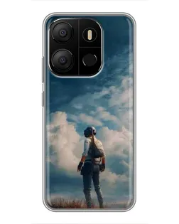 Чехол для TECNO Pop 7 Pro с картинкой «Герой PUBG на скале»