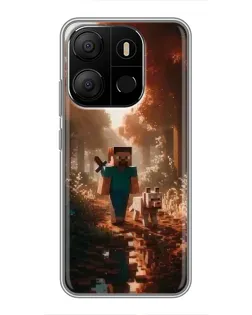 Чехол для TECNO Pop 7 Pro с картинкой «Стив в лесу»