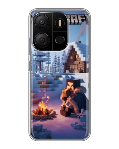 Чехол для TECNO Pop 7 Pro с картинкой «Зимний Minecraft»