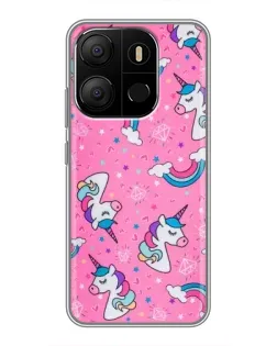 Чехол для TECNO Pop 7 Pro с картинкой «Unicorn паттерн розовый» Чехол для TECNO Pop 7 Pro с картинкой «Unicorn паттерн розовый»