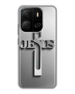Чехол для TECNO Pop 7 Pro с картинкой «Металлический крест Jesus»