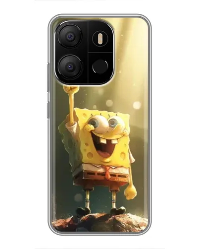 Чехол для TECNO Pop 7 Pro с картинкой «Сияющий Спанч Боб»