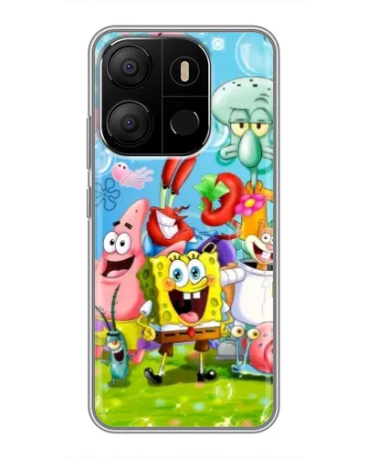 Чехол для TECNO Pop 7 Pro с картинкой «Губка Боб и друзья» Чехол для TECNO Pop 7 Pro с картинкой «Губка Боб и друзья»