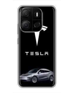 Чехол для TECNO Pop 7 Pro с картинкой «Tesla Model Y»