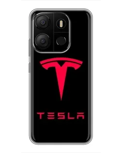 Чехол для TECNO Pop 7 Pro с картинкой «Tesla Red Logo»
