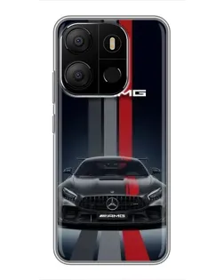 Чехол для TECNO Pop 7 Pro с картинкой «Mercedes — белый карбон»