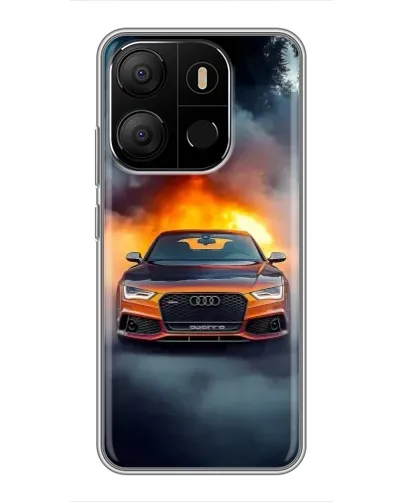 Чехол для TECNO Pop 7 Pro с картинкой «Audi в огненном дыму» Чехол для TECNO Pop 7 Pro с картинкой «Audi в огненном дыму»