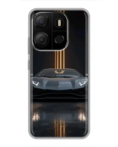 Чехол для TECNO Pop 7 Pro с картинкой «Lamborghini золотые линии»