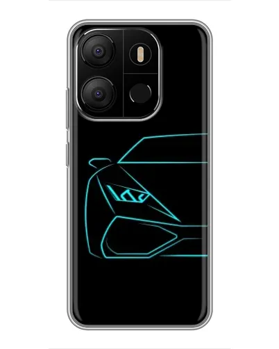 Чехол для TECNO Pop 7 Pro с картинкой «Голубой силуэт Lamborghini»