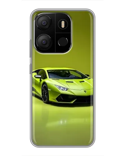 Чехол для TECNO Pop 7 Pro с картинкой «Салатовый Lamborghini Huracan»