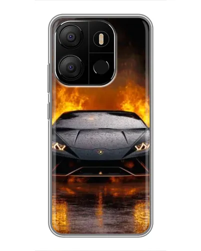 Чехол для TECNO Pop 7 Pro с картинкой «Lamborghini в огне»