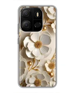 Чехол для TECNO Pop 7 Pro с картинкой «Белие бумажние цвети» Чехол для TECNO Pop 7 Pro с картинкой «Белие бумажние цвети»