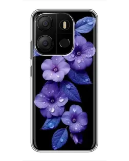 Чехол для TECNO Pop 7 Pro с картинкой «Фиолетовые цветы с росою» Чехол для TECNO Pop 7 Pro с картинкой «Фиолетовые цветы с росою»