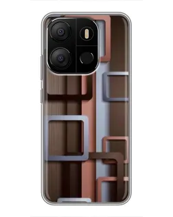Чехол для TECNO Pop 7 Pro с картинкой «Коричневые объемные квадраты» Чехол для TECNO Pop 7 Pro с картинкой «Коричневые объемные квадраты»