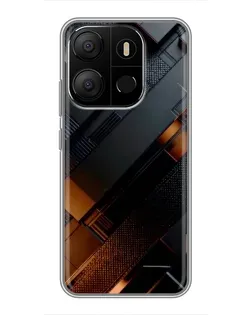 Чехол для TECNO Pop 7 Pro с картинкой «Черные геометрические блоки»
