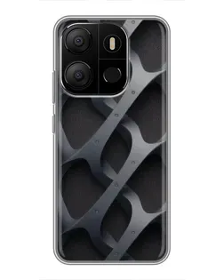 Чехол для TECNO Pop 7 Pro с картинкой «Объемное серое плетение»