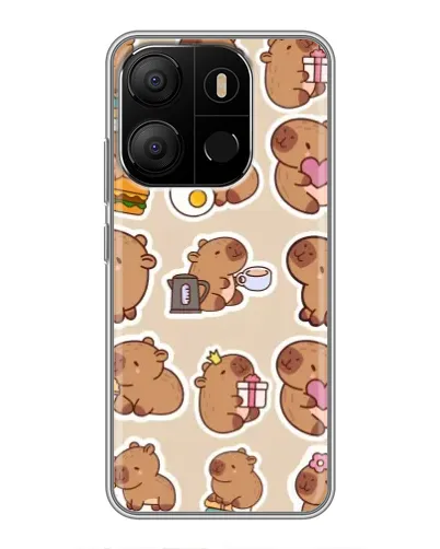 Чехол для TECNO Pop 7 Pro с картинкой «Капибары паттерн» Чехол для TECNO Pop 7 Pro с картинкой «Капибары паттерн»