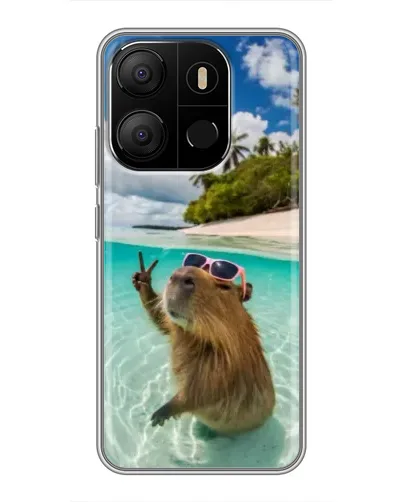 Чехол для TECNO Pop 7 Pro с картинкой «Капибара на море» Чехол для TECNO Pop 7 Pro с картинкой «Капибара на море»