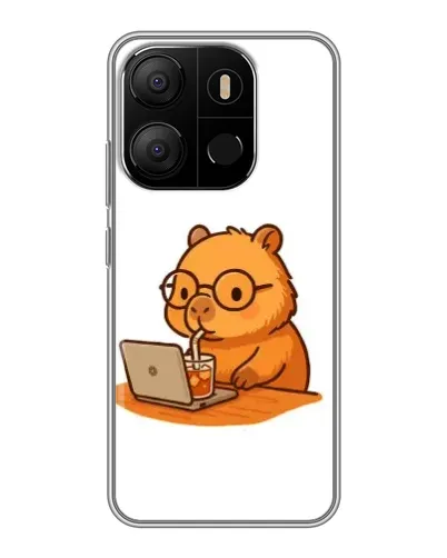 Чехол для TECNO Pop 7 Pro с картинкой «Капибара с ноутбуком» Чехол для TECNO Pop 7 Pro с картинкой «Капибара с ноутбуком»