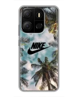 Чехол для TECNO Pop 7 с картинкой «Тропический принт Nike» Чехол для TECNO Pop 7 с картинкой «Тропический принт Nike»
