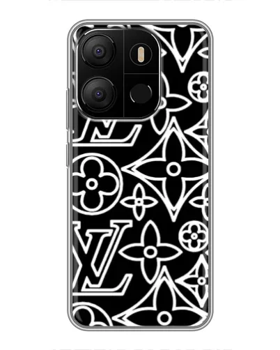 Чехол для TECNO Pop 7 с картинкой «Черно-белый узор LV»