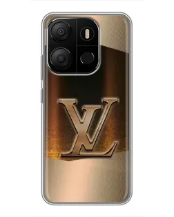 Чехол для TECNO Pop 7 с картинкой «LV — золотое сияние»