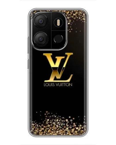 Чехол для TECNO Pop 7 с картинкой «LV — золотые искры»