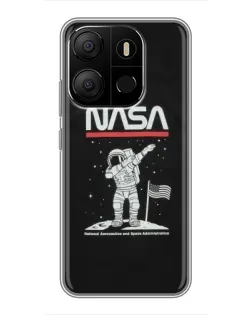 Чехол для TECNO Pop 7 с картинкой «NASA — шагаем по Луне» Чехол для TECNO Pop 7 с картинкой «NASA — шагаем по Луне»