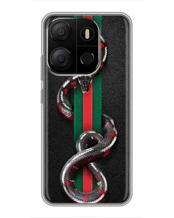 Чехол для TECNO Pop 7 с картинкой «Gucci — змея на полосе»