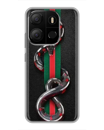 Чехол для TECNO Pop 7 с картинкой «Gucci — змея на полосе» Чехол для TECNO Pop 7 с картинкой «Gucci — змея на полосе»