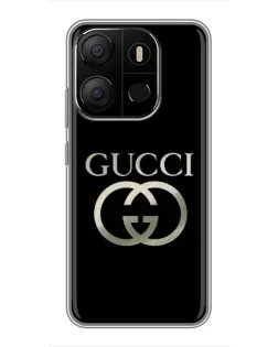 Чехол для TECNO Pop 7 с картинкой «Gucci — золото на черном»
