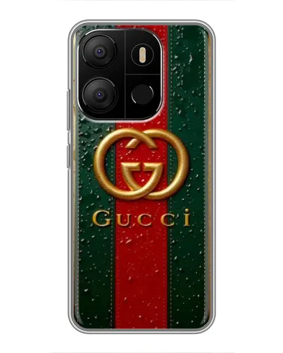 Чехол для TECNO Pop 7 с картинкой «Gucci — фирменная полоса и золото» Чехол для TECNO Pop 7 с картинкой «Gucci — фирменная полоса и золото»