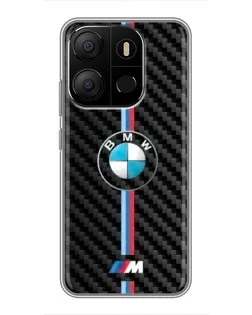 Чохол для TECNO Pop 7 з картинкою «Емблема BMW та карбон»